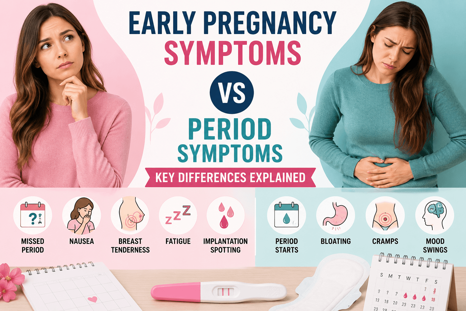 early pregnancy symptoms vs period symptoms