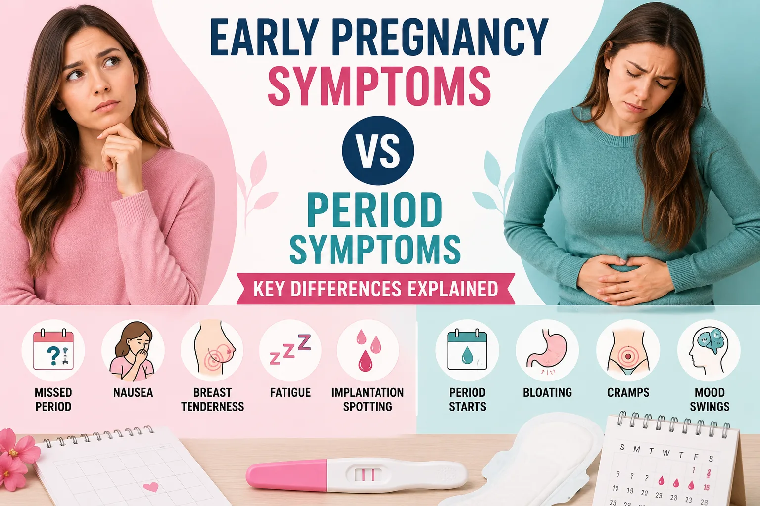 early pregnancy symptoms vs period symptoms